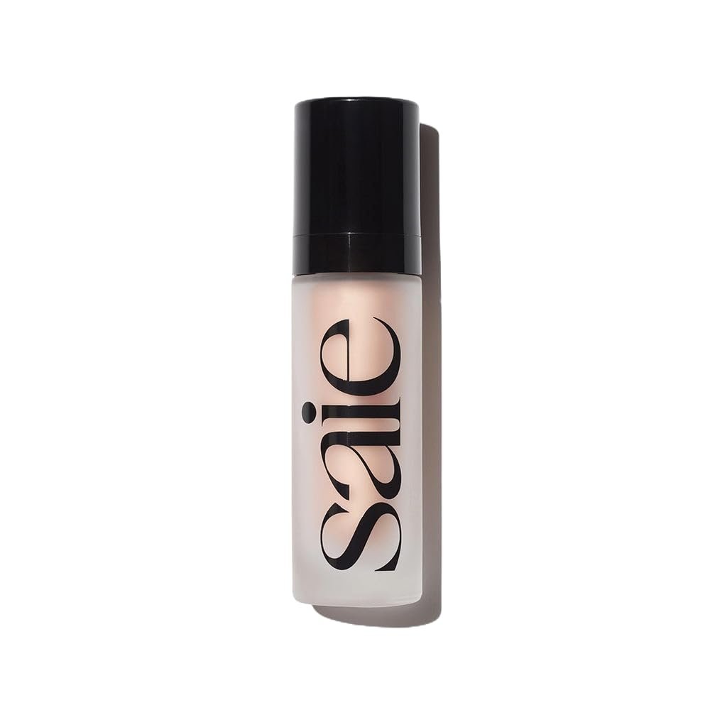 Saie Glowy Super Gel - Hydrating Makeup Primer and Illuminating Glow Serum Enriched with Vitamin C and Squalane Oil - All-Over Liquid Highlighter Makeup for Instant Glass Skin - Warmglow (1 oz)
