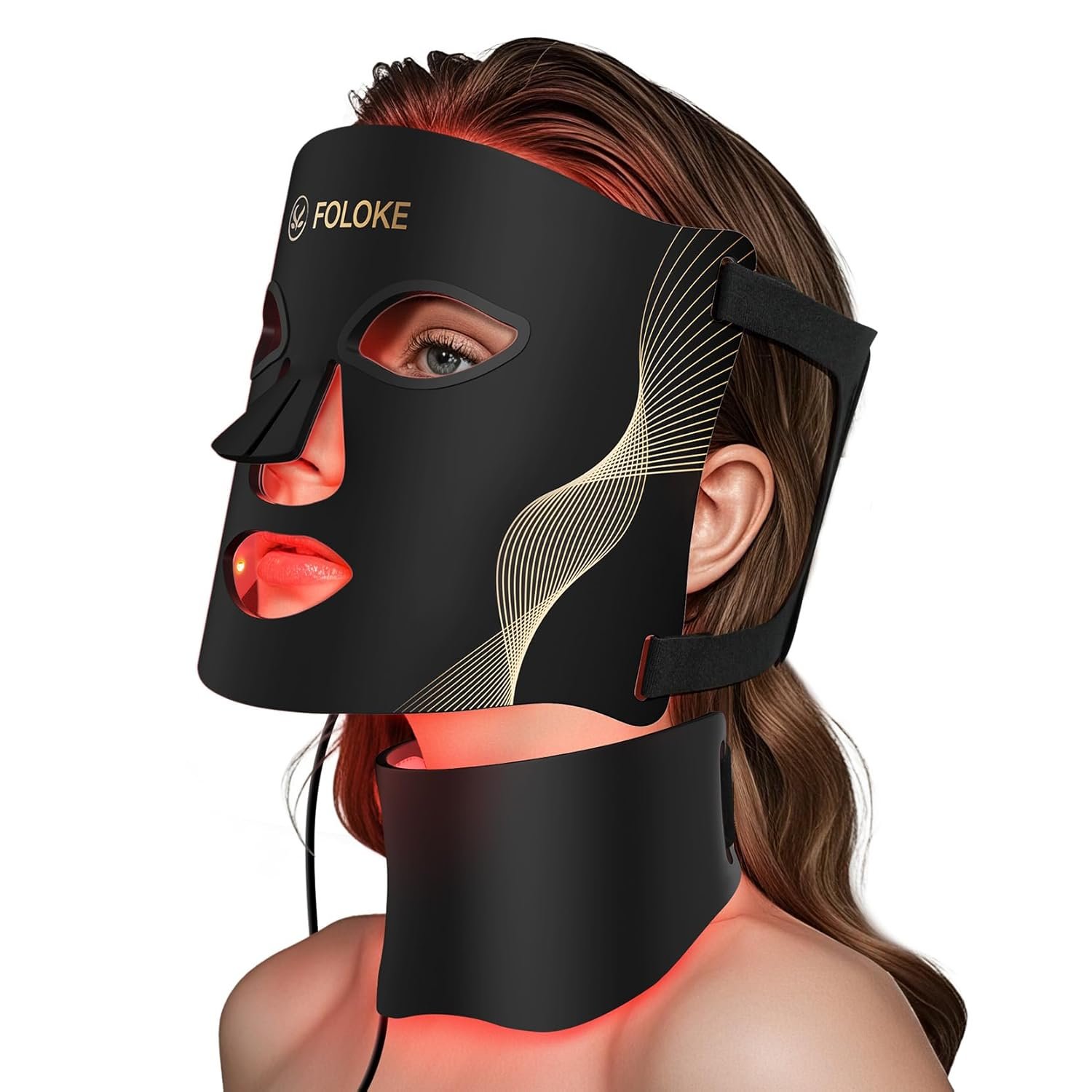 LED Light Therapy Mask Skin Care Mask, LED Red 630±5nm & NIR 830nm Wavelength for Home Use (Alabaster)