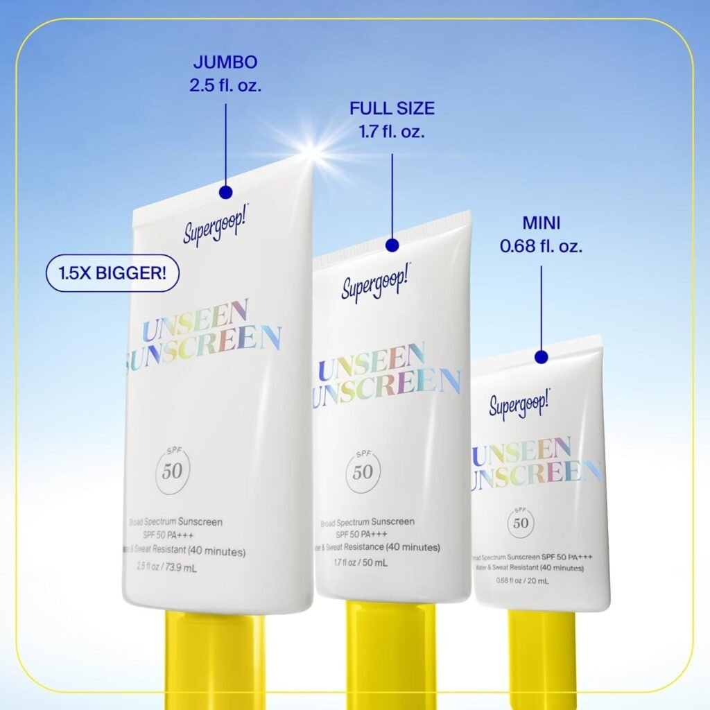 Supergoop Unseen Sunscreen SPF 50 is an invisible broad-spectrum sunscreen for daily face protection