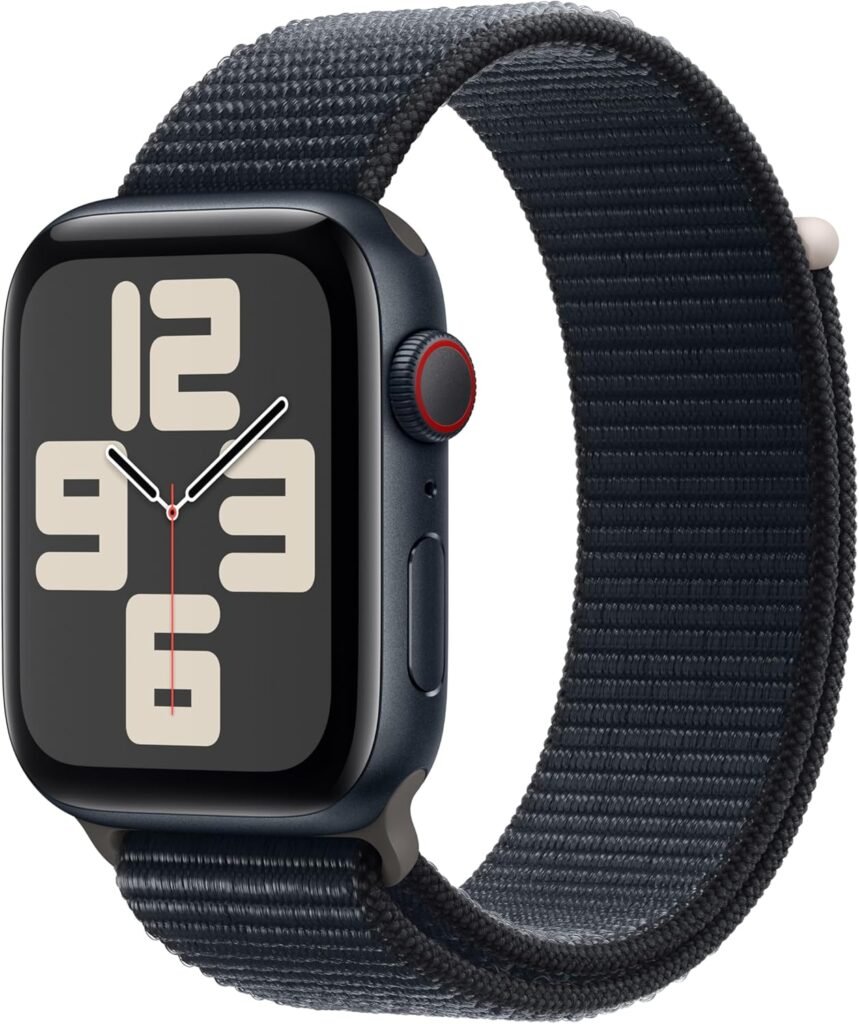 Apple Watch SE (2nd Gen) [GPS + Cellular, 44mm] - Midnight Aluminum Case with Midnight Sport Loop Band, M/L (Renewed)
